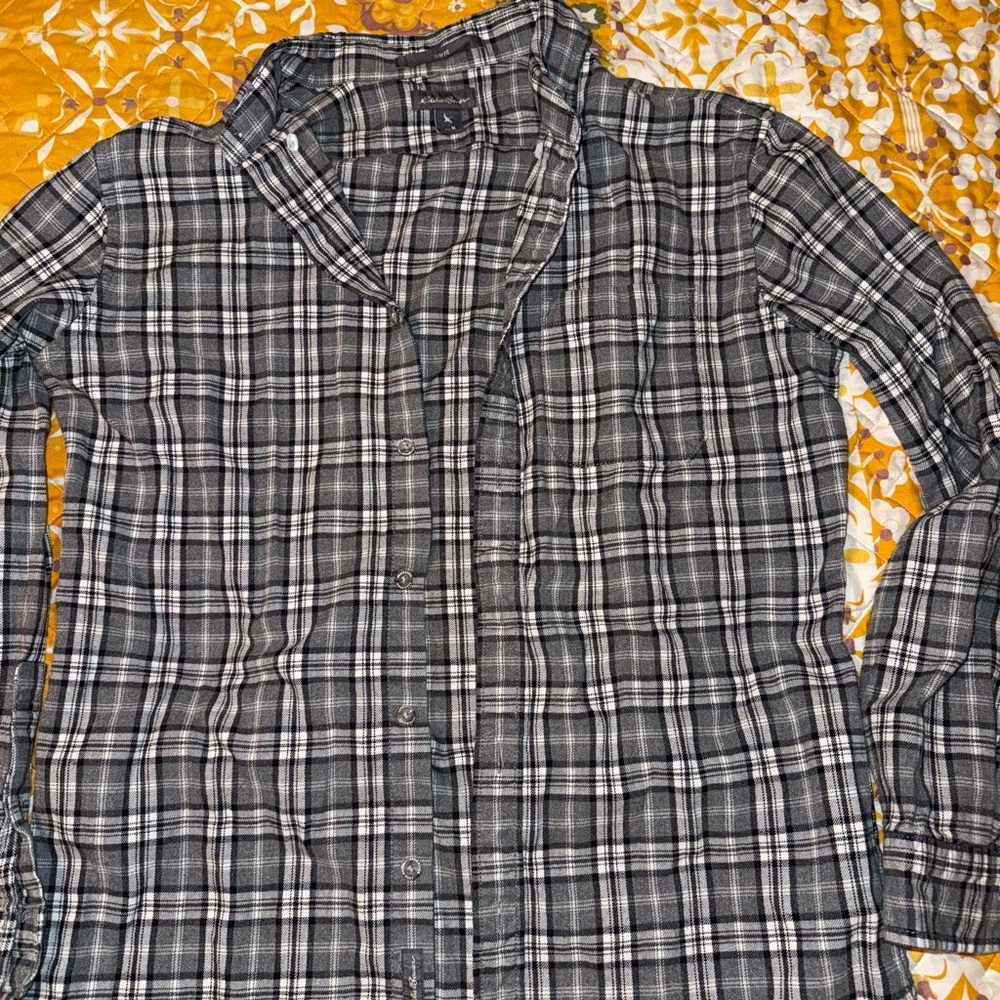 Eddie Bauer Black and White Checkered Shirt